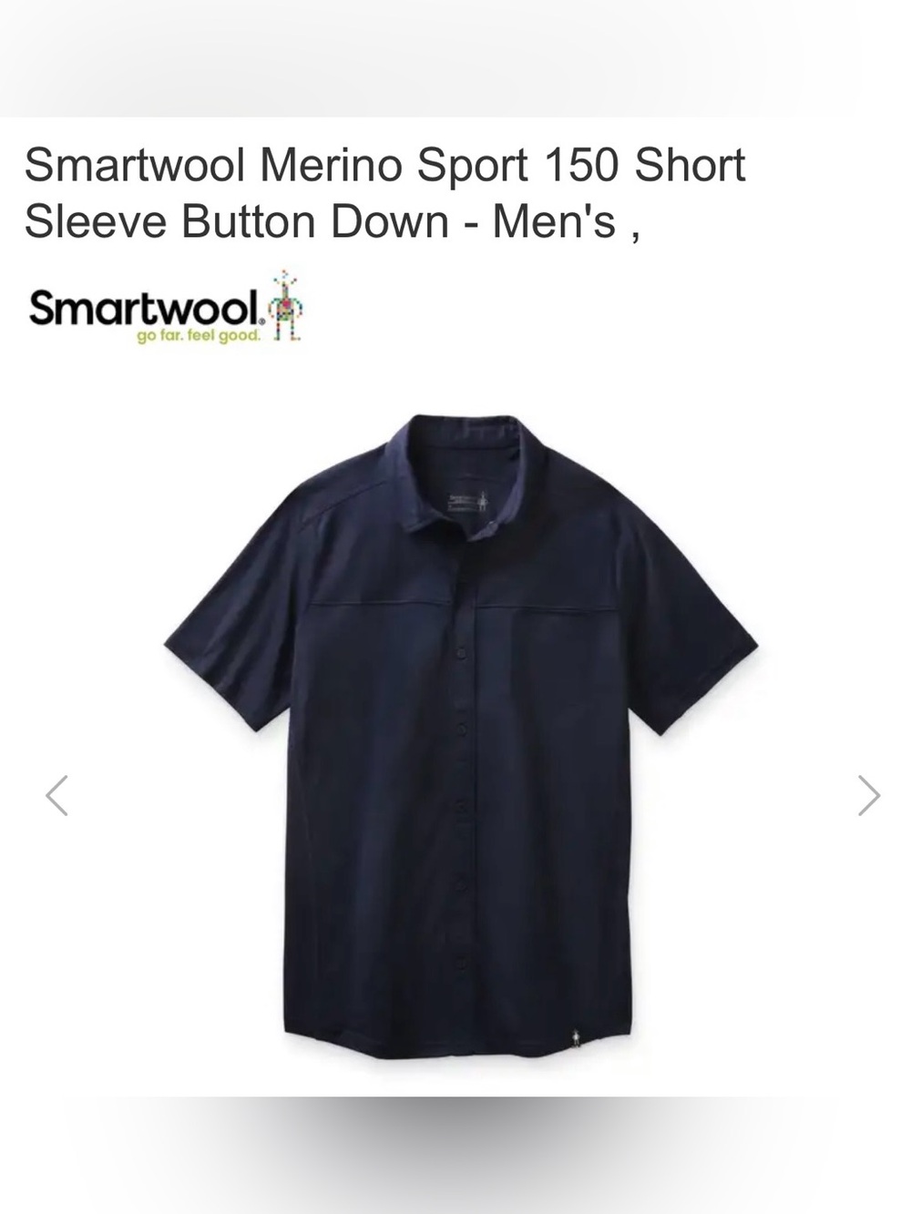 Navy Blue Smartwool Men's Short-Sleeve Merino Button-Down Shirt